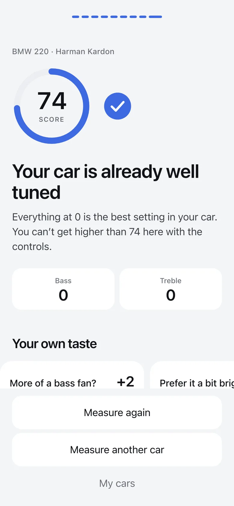 Tuno result for a BMW 220: already well tuned